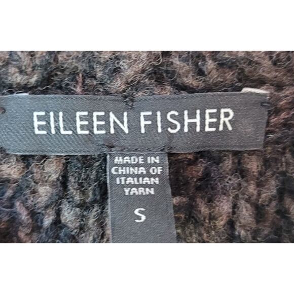 Eileen Fisher Chocolate Brown Wool/Alpaca Snap Cardigan Hi Collar M - Picture 6 of 9
